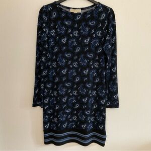 Michael Kors women’s dress dark blue paisley long sleeve new